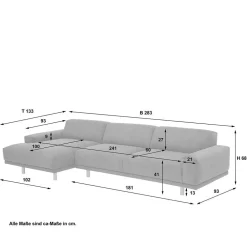 Wohnen Sofas<Skandi Polsterecke in Silbergrau mit Eiche - Zita