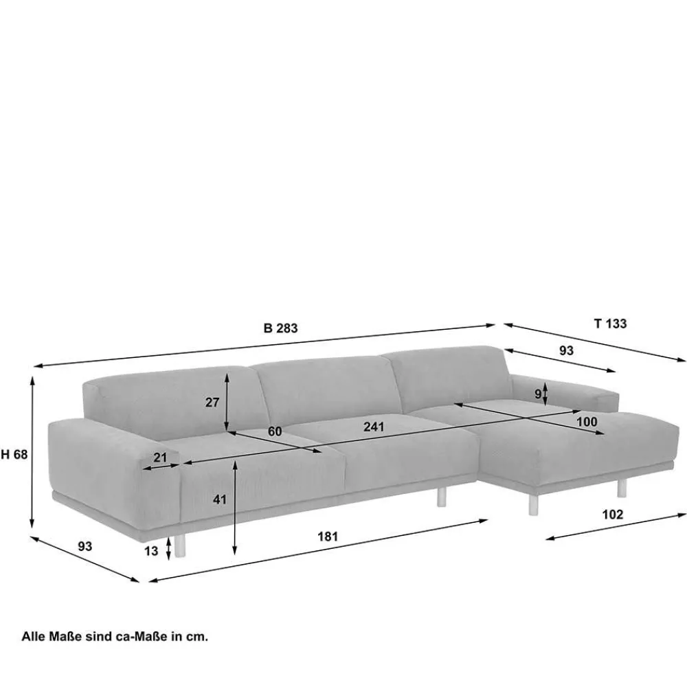 Wohnen Sofas<Skandi Polsterecke in Silbergrau mit Eiche - Zita