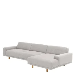 Wohnen Sofas<Skandi Polsterecke in Silbergrau mit Eiche - Zita