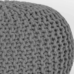 Wohnen Hocker<Skandi Pouf mit dunkelgrauem Strickstoff Bezug - Finaron