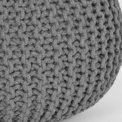 Wohnen Hocker<Skandi Pouf mit dunkelgrauem Strickstoff Bezug - Finaron