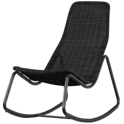 Wohnen Sessel<Skandi Schaukelstuhl aus Kunstrattan in Schwarz - Vurgos