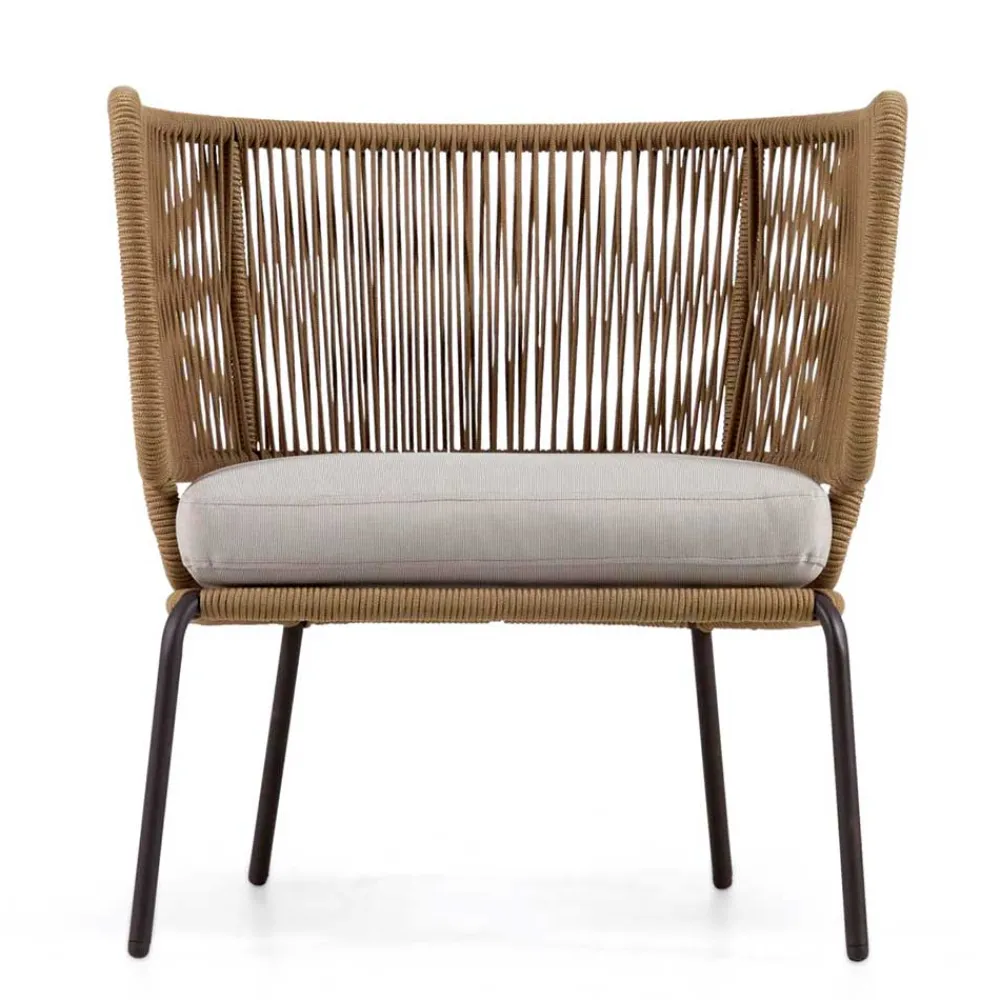 Wohnen Sessel<Skandi Sessel aus Geflecht Kordel in Beige - Suvacol (2er Set)