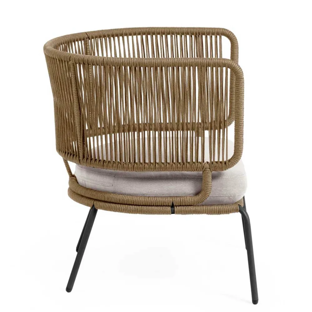 Wohnen Sessel<Skandi Sessel aus Geflecht Kordel in Beige - Suvacol (2er Set)