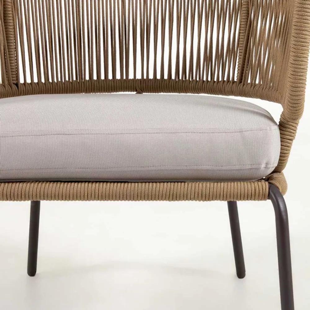 Wohnen Sessel<Skandi Sessel aus Geflecht Kordel in Beige - Suvacol (2er Set)
