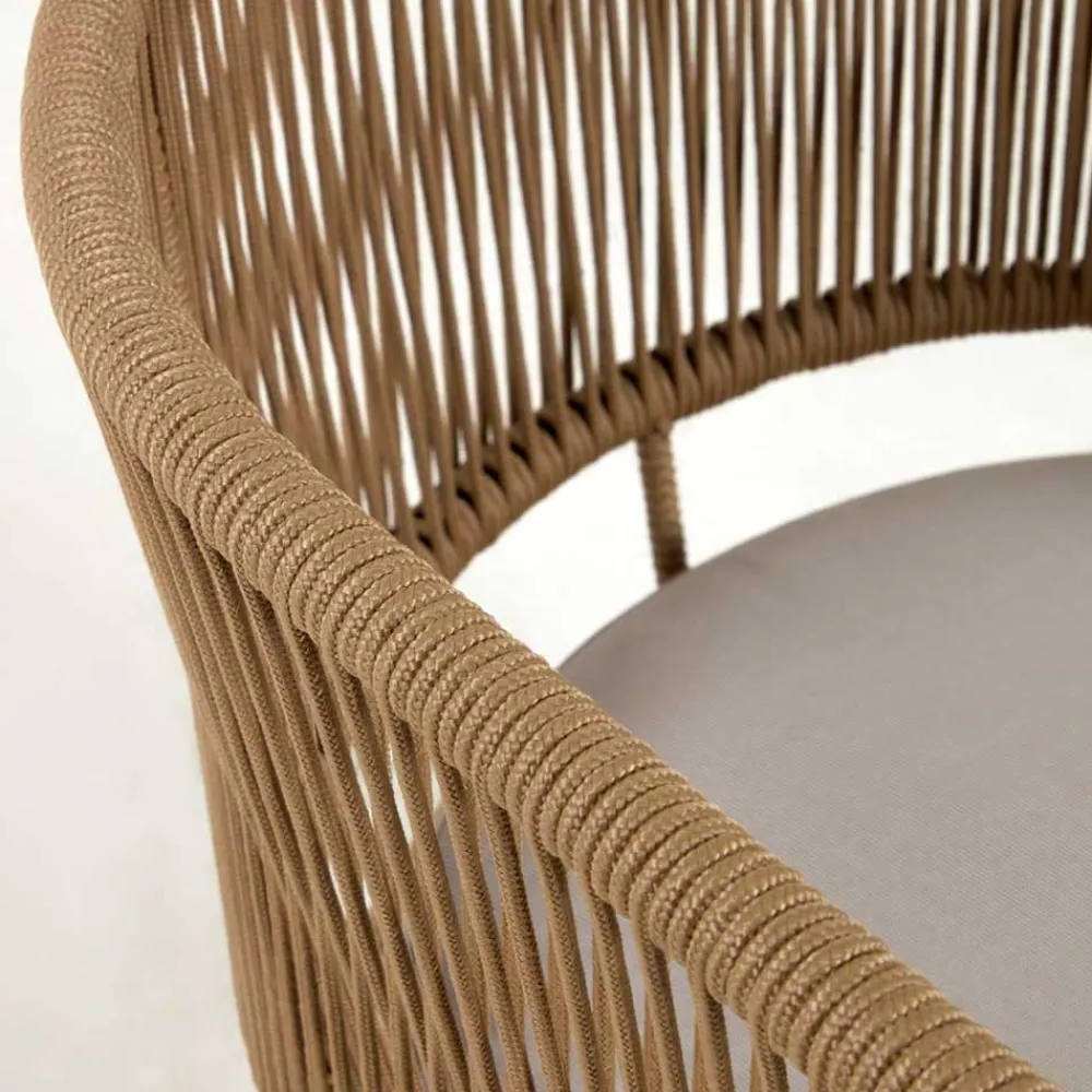 Wohnen Sessel<Skandi Sessel aus Geflecht Kordel in Beige - Suvacol (2er Set)