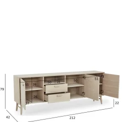 Wohnen Tv & Hifi-Möbel|Lowboards<Skandi Sideboard in Eiche Weiß - Lametla