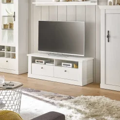 Wohnen Tv & Hifi-Möbel|Lowboards<Skandi TV Board in weißer Holzoptik Pinie - Liancos