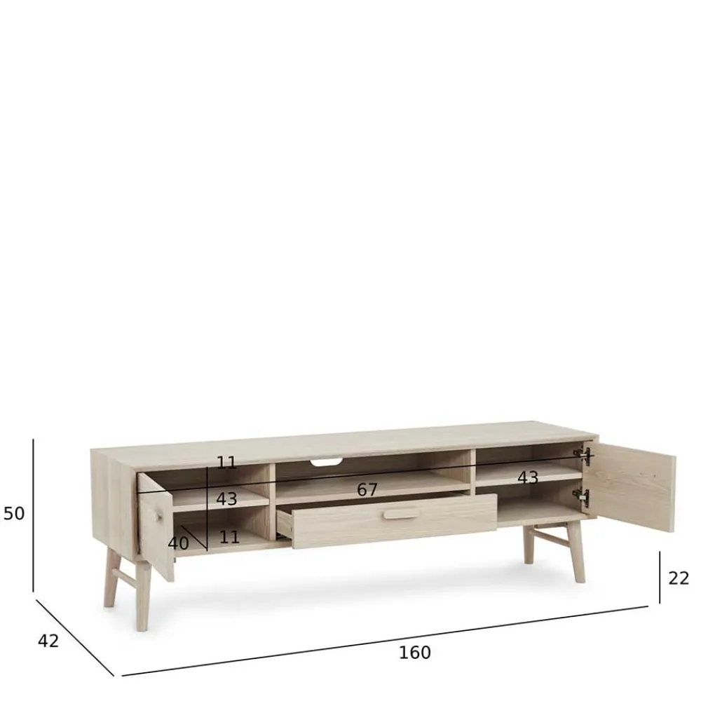 Wohnen Tv & Hifi-Möbel|Lowboards<Skandi TV Lowboard in Eiche Weiß - Lametla