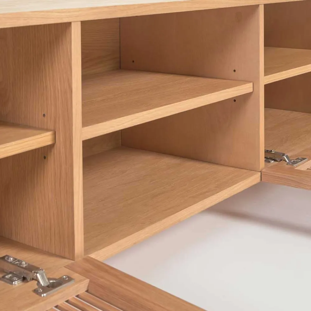 Wohnen Tv & Hifi-Möbel|Lowboards<Skandi TV Lowboard mit Lamellen Klapptüren - Azuro