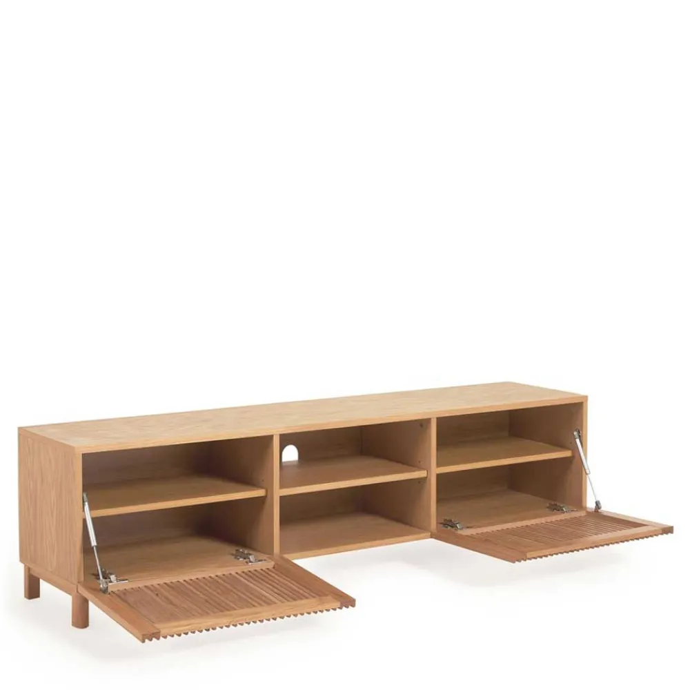 Wohnen Tv & Hifi-Möbel|Lowboards<Skandi TV Lowboard mit Lamellen Klapptüren - Azuro