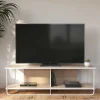 Wohnen Tv & Hifi-Möbel|Lowboards<Skandi TV Tisch in Weiß und Natur - Elmavirio