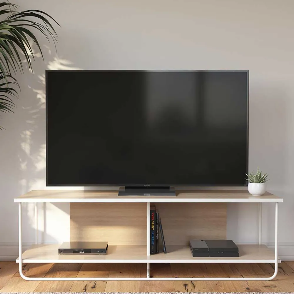 Wohnen Tv & Hifi-Möbel|Lowboards<Skandi TV Tisch in Weiß und Natur - Elmavirio