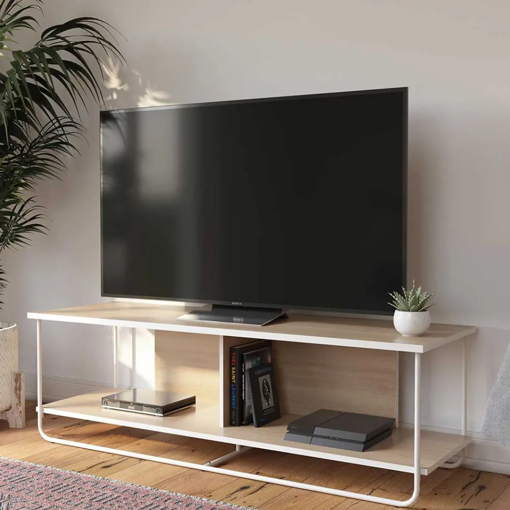 Wohnen Tv & Hifi-Möbel|Lowboards<Skandi TV Tisch in Weiß und Natur - Elmavirio