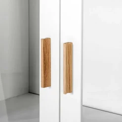 Wohnen Vitrinen|Schränke<Skandi Vitrine in Weiß und Eiche Natur - Yarisis