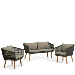 Wohnen Sitzgruppe<Sofa & Sessel aus Kordel-Geflecht - Lagoas (dreiteilig)