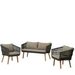 Wohnen Sitzgruppe<Sofa & Sessel aus Kordel-Geflecht - Lagoas (dreiteilig)