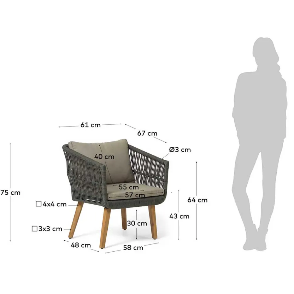 Wohnen Sitzgruppe<Sofa & Sessel aus Kordel-Geflecht - Lagoas (dreiteilig)