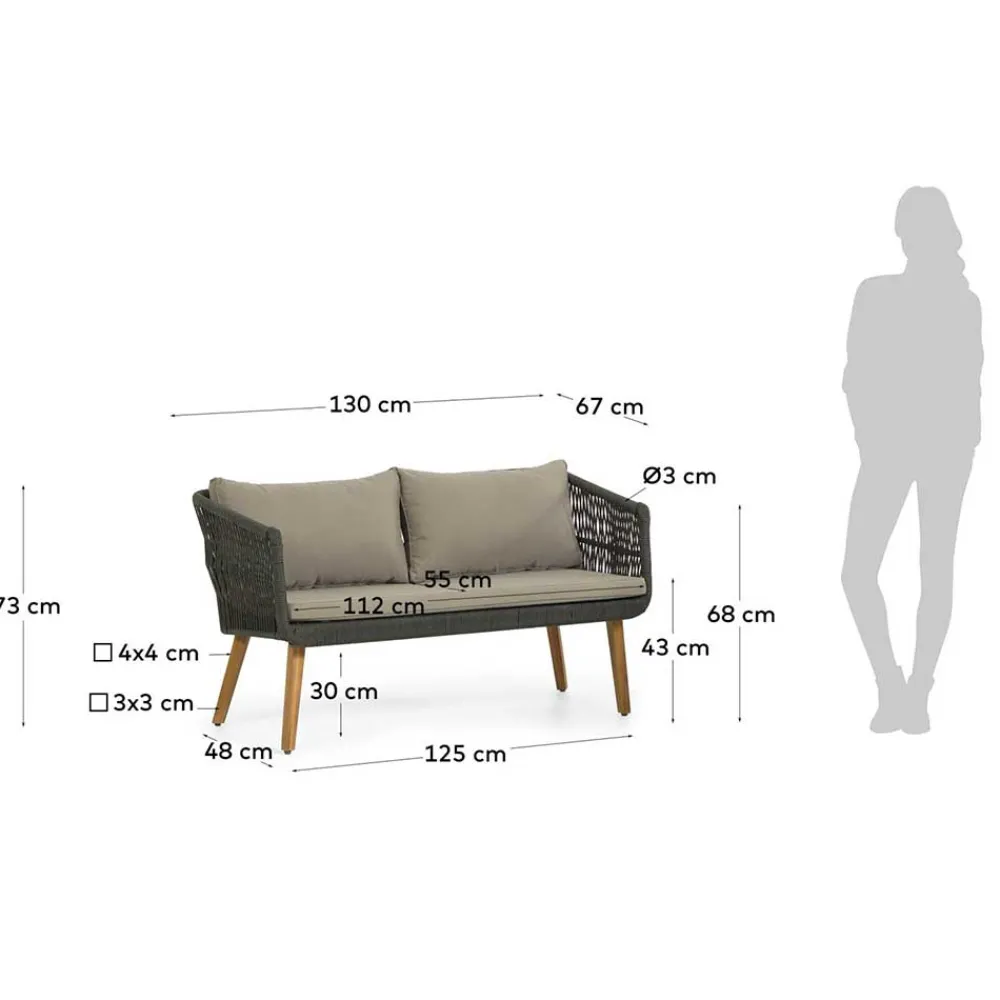 Wohnen Sitzgruppe<Sofa & Sessel aus Kordel-Geflecht - Lagoas (dreiteilig)