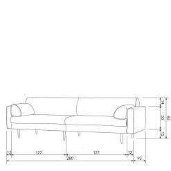 Wohnen Sofas<Sofa für drei Personen in Dunkelgrau - Augusta