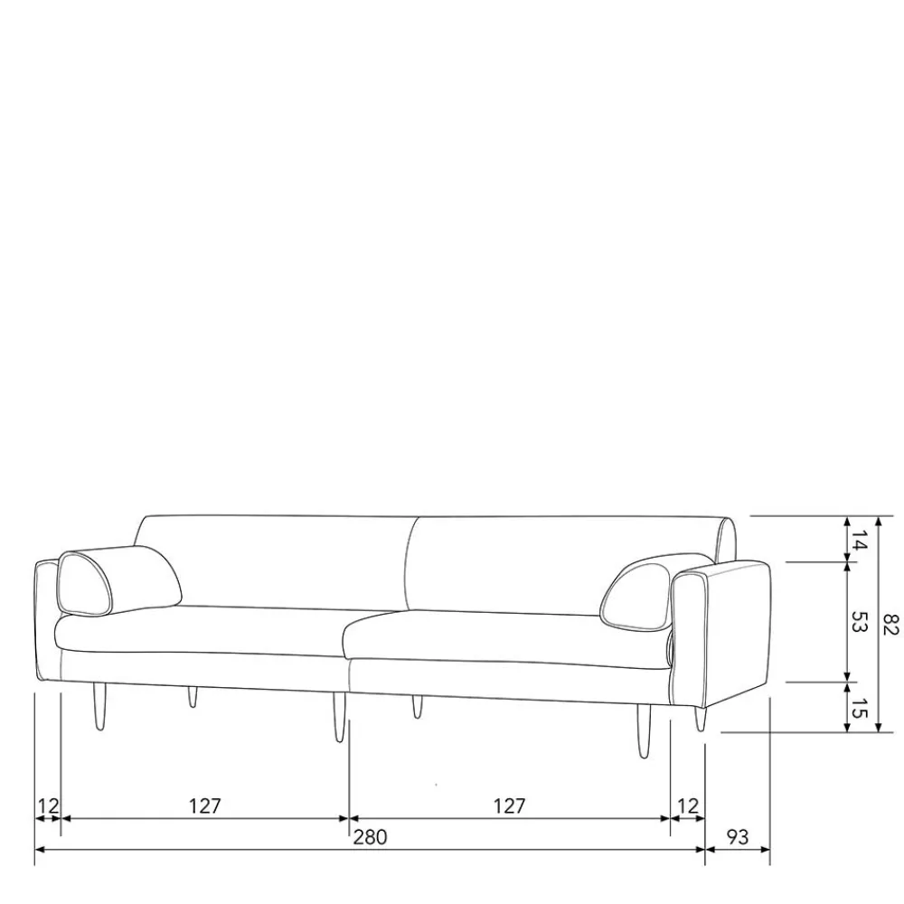 Wohnen Sofas<Sofa für drei Personen in Dunkelgrau - Augusta