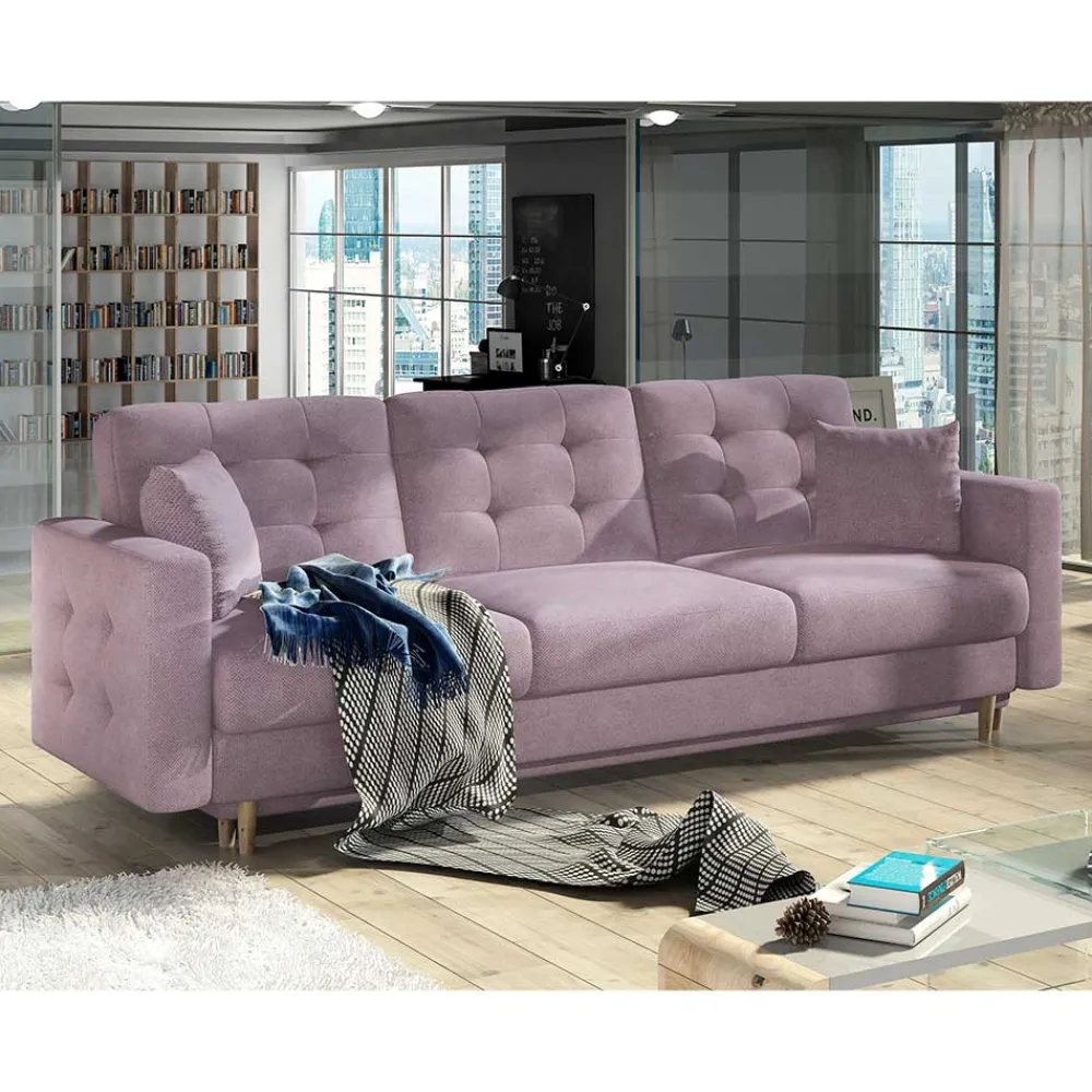 Wohnen Sofas<Sofa mit Bettfunktion in Altrosa Samt - Graland