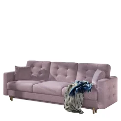 Wohnen Sofas<Sofa mit Bettfunktion in Altrosa Samt - Graland