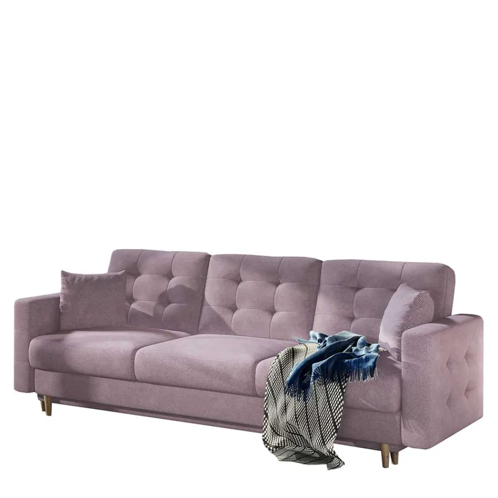 Wohnen Sofas<Sofa mit Bettfunktion in Altrosa Samt - Graland