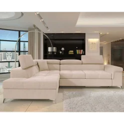 Wohnen Betten<Sofaecke mit Schlaffunktion in Beige Webstoff - Rirua