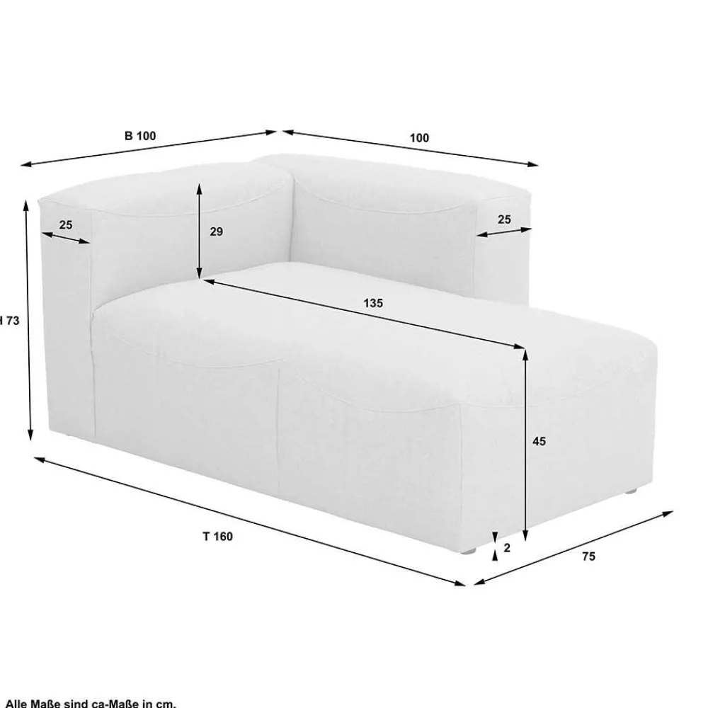 Wohnen Sofas<Sofaelement Recamiere in Cremeweiß - Tembreno