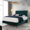 Wohnen Betten<Springboxbett in Petrol Blau Stoff - Custon