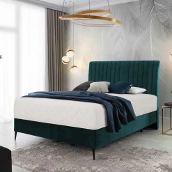 Wohnen Betten<Springboxbett in Petrol Blau Stoff - Custon