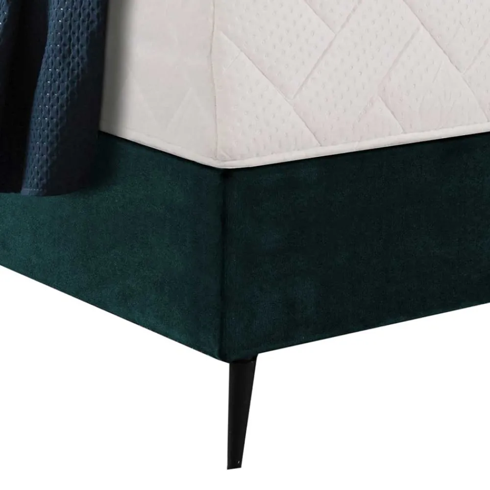 Wohnen Betten<Springboxbett in Petrol Blau Stoff - Custon