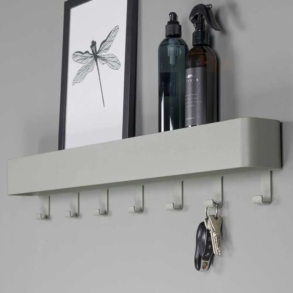 Wohnen Garderoben<Stahl Hängegarderobe in Graugrün - Ruamantico