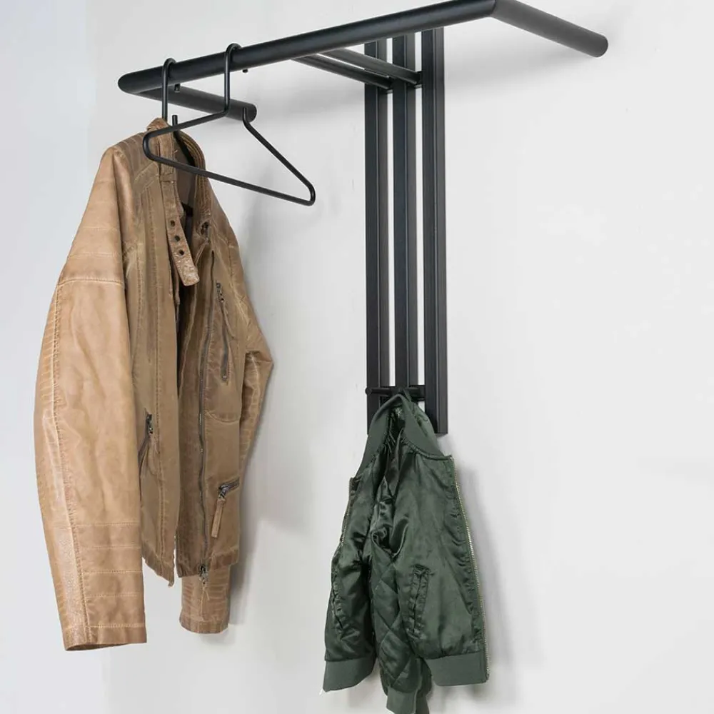 Wohnen Garderoben<Stahl T-Design Wandgarderobe in Schwarz - Brittania