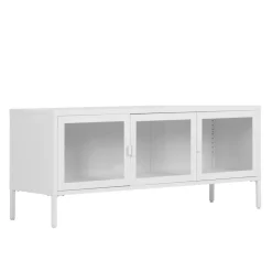 Wohnen Tv & Hifi-Möbel|Lowboards<Stahl TV Lowboard mit drei Glastüren - Sancrez