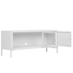 Wohnen Tv & Hifi-Möbel|Lowboards<Stahl TV Lowboard mit drei Glastüren - Sancrez