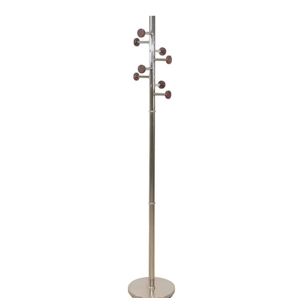 Wohnen Garderoben<Standgarderobe in Nickelfarben & Natur - Rambano