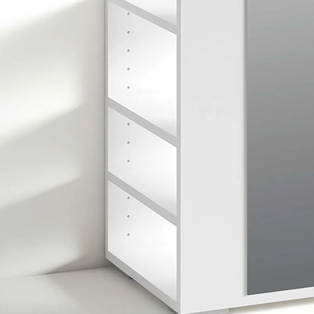 Wohnen Garderoben<Standgarderobe mit Spiegel in Weiß - Emja