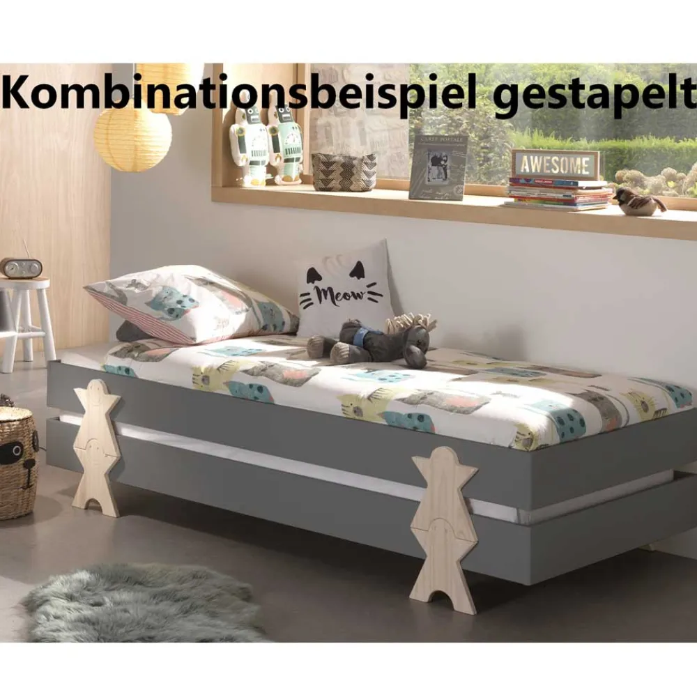 Wohnen Betten<Stapelbares Einzelbett in Grau - Malpelo