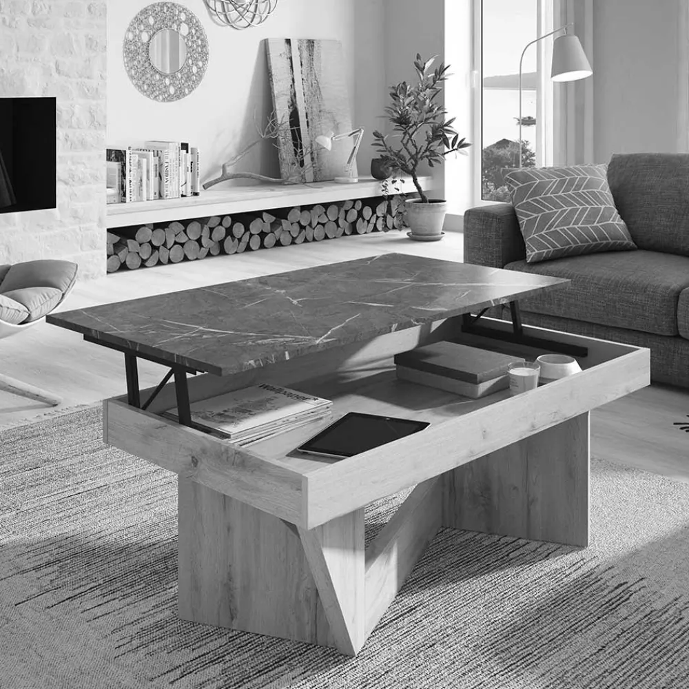 Wohnen Tische<Staufach Couchtisch in Schwarzgrau & Dunkelgrau - Cadruna