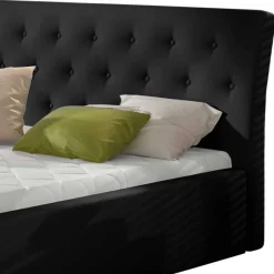 Wohnen Betten<Stauraum Bett in Schwarz Kunstlederbezug - Roxing