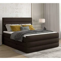 Wohnen Betten<Stauraum Boxspringbett in Braun Stoff - Birt