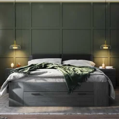 Wohnen Betten<Stauraum Doppelbett in Eiche Grau - Carika