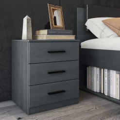 Wohnen Betten<Stauraum Doppelbett in Eiche Grau - Carika