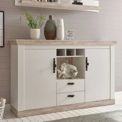 Wohnen Sideboards<Stauraum Sideboard im Scandi Landhaus Stil Nedita in Weiß