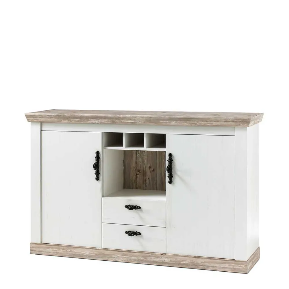 Wohnen Sideboards<Stauraum Sideboard im Scandi Landhaus Stil Nedita in Weiß