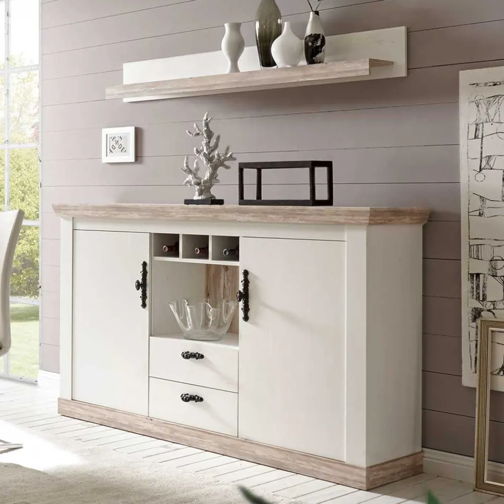 Wohnen Sideboards<Stauraum Sideboard im Scandi Landhaus Stil Nedita in Weiß
