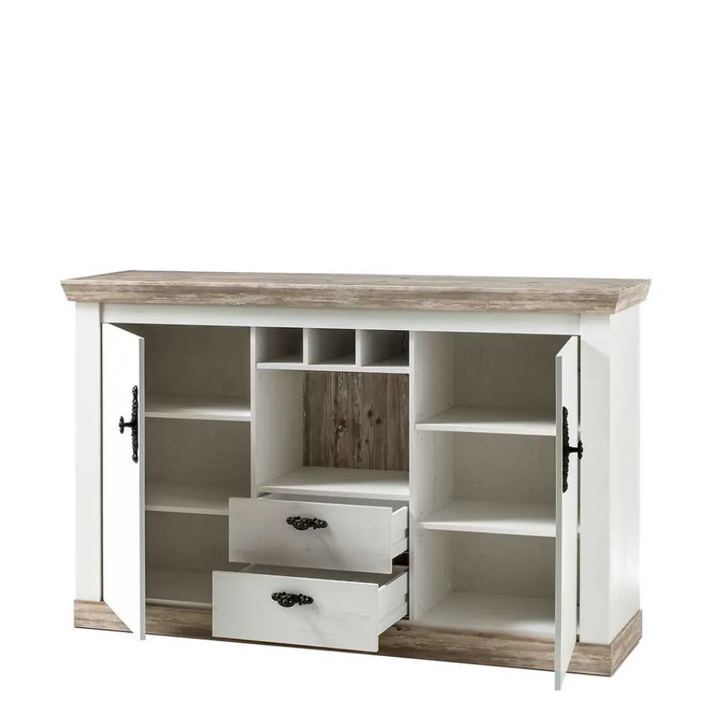 Wohnen Sideboards<Stauraum Sideboard im Scandi Landhaus Stil Nedita in Weiß
