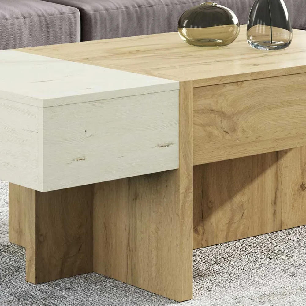 Wohnen Tische<Stauraum Sofatisch in Wildeiche & Creme - Tara